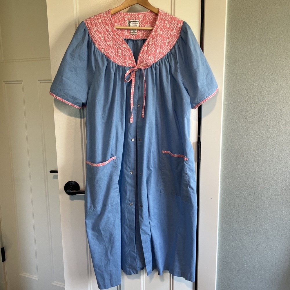 Vintage Madison's Best House Dress 3X, Blue/pink Excellent!